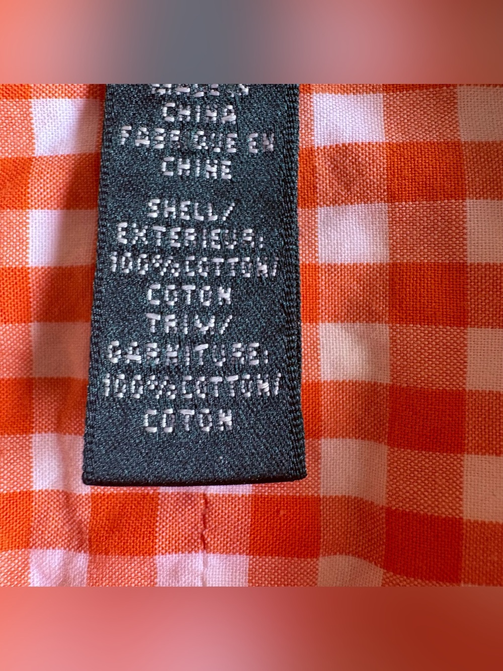 Lauren Ralph Lauren Orange Gingham Peplum short sleeve button up shirt Size 14 - Picture 7 of 7